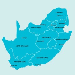 Fototapeta premium Doodle freehand drawing South Africa political map with major cities. Vector illustration.