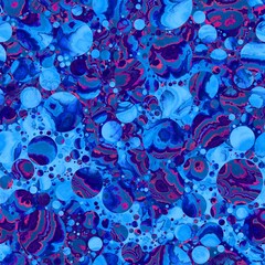 Seamless pattern of marbled orbs that gives a dreamy fantasy mysterious feel. High quality illustration. Detailed ornate packed circle textile print. Spectacular bizarre space planet wallpaper design.