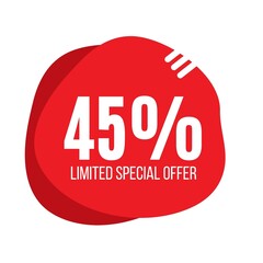 10% off limited special offer, Banner with forty-five percent discount, background red round balloon, promotional banner