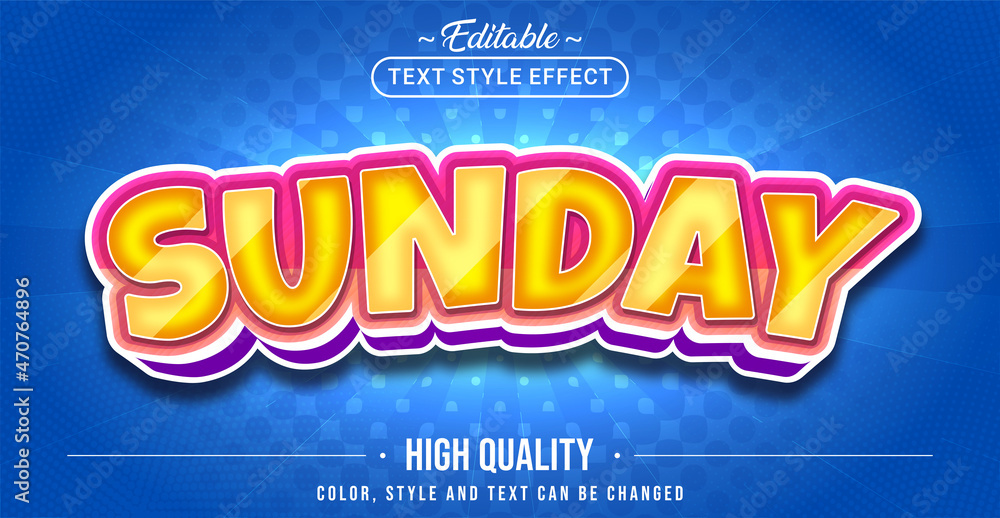 Poster Editable text style effect - Sunday text style theme.
