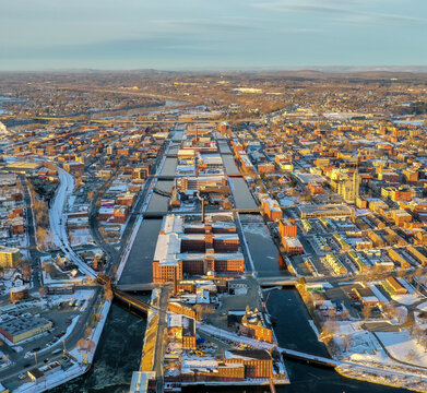 Holyoke MA - View of Holyoke Canals on a Winter Day