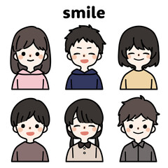 人物イラストセット_子供_笑顔