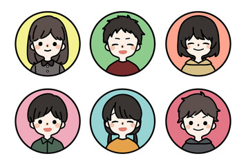 人物アイコンセット_子供_笑顔