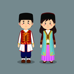 Couple Character Wearing Montenegrins Traditional Dress