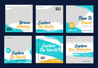 Travel vacation holiday for social media post template