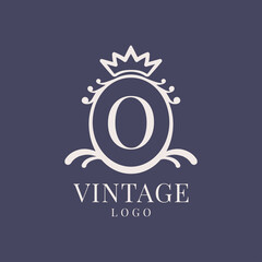 letter O vintage logo design for classic beauty product, rustic brand, wedding, spa, salon, hotel