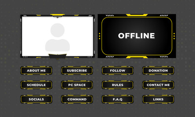 Modern Twitch overlay package in yellow theme. minimal twitch overlay, Gaming stream graphic template