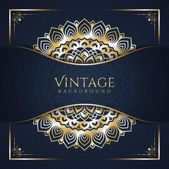 Luxurious vintage background design with gold mandala style art vector on back side