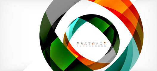 Fototapeta premium Color circle shapes, minimal geometric background. Trendy dynamic composition. Vector Illustration For Wallpaper, Banner, Background, Landing Page