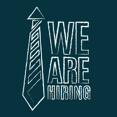 We are hiring an icon. Isolated object. Search and hiring concept. Handwritten grunge style with rough brush edges. Banner, Flyer. Search and recruitment of employees. Vector illustration.
