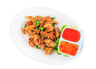 Fried chicken wings with sauce