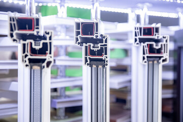 Device differences cross section of window pvc profiles for window, triple glazing cross selection