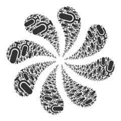 Microphone icon twirl bang flower salute shape. Flower whirlpool done using random microphone icons.