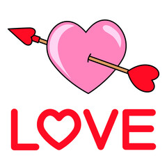 矢が刺さったハートとLOVEの文字