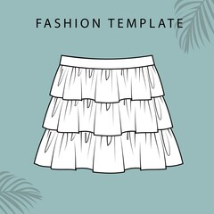 Skirt fashion flat sketch template