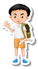 School boy cartoon character sticker