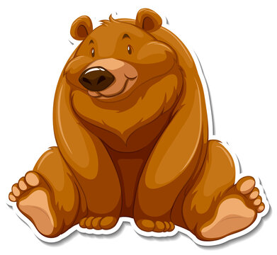 Grizzly bear cartoon character sticker