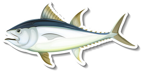 Atlantic bluefin tuna sticker on white background