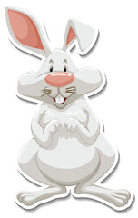 Rabbit cartoon character on white background