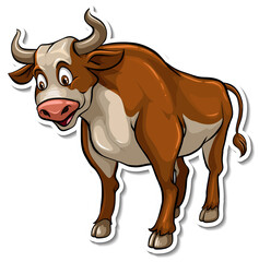 Bull animal cartoon sticker