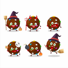 Halloween expression emoticons with cartoon character of chocolate candy