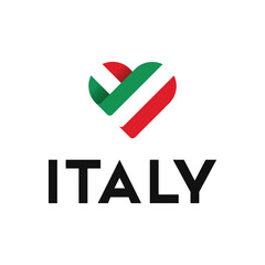 italy flag heart shaped, i love italy logo icon inspiration