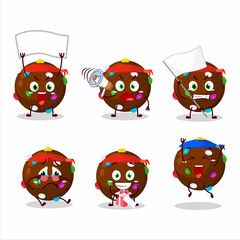 Mascot design style of chocolate candy character as an attractive supporter