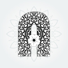 Letter with Mandala flower. decorative ornament in ethnic oriental style. coloring book page.
