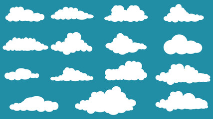 clouds collection isolated on blue sky panorama. vector illustration