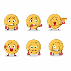 A sporty dalgona candy house boxing athlete cartoon mascot design