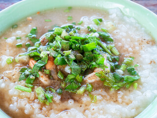 Thai rice soup, khao tom