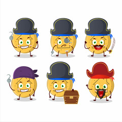 Cartoon character of dalgona candy house with various pirates emoticons