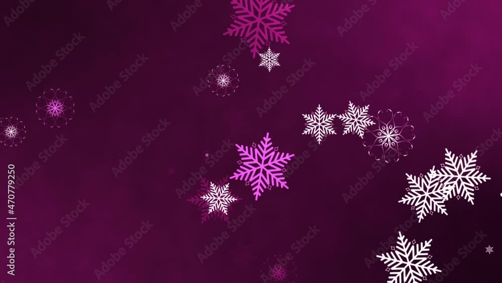 Poster 4k seamless loop static flicker snowflakes motion abstract in the pink cloud. animation 3d abstract 
