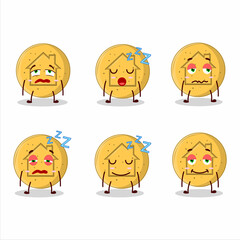 Cartoon character of dalgona candy house with sleepy expression