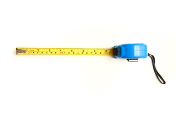 Measuring tape over white background.