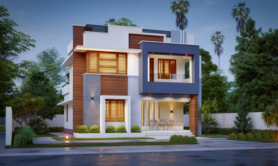 3d illustration of a newly built luxury home