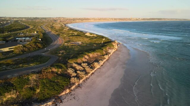Last light over Geraldtons famous white sand beach.
