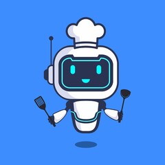 Illustration Cooking Chef Robot Character Vector Technology