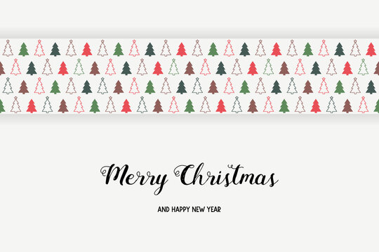 Greeting card with Christmas trees. Xmas concept. Vector