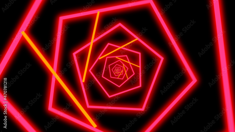 Wall mural loop glow neon flow tunnel hexagon background