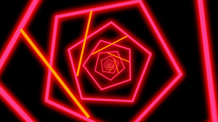 Loop glow neon flow tunnel hexagon background