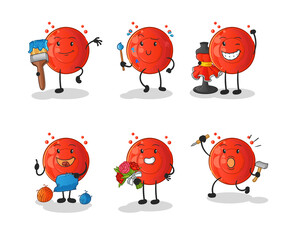 blood cell artist group character. cartoon mascot vector