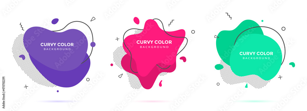 Poster modern liquid irregular amoeba blob shape abstract elements graphic flat style design fluid vector i