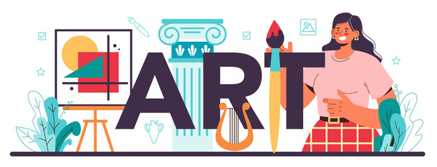 Art typographic header. Historian specializing on arts development