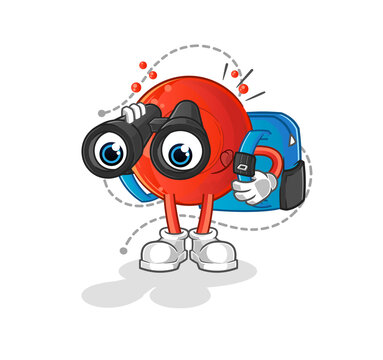 recommend clip art: blood cell with binoculars character. cartoon mascot vector