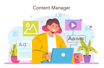 Content manager concept. Idea of digital promotion strategy and content