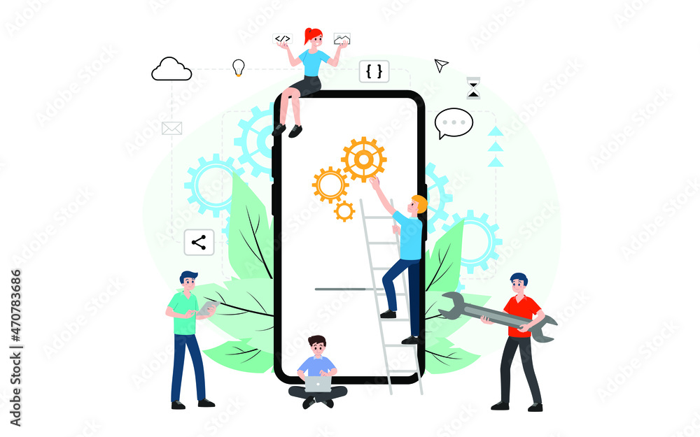 Poster it administrator with software upgrade process on mobile. digital system device administration, netw