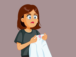 Jealous Woman Holding Lipstick-Stained Shirt Vector Cartoon