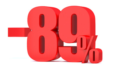 Minus 89 Percent off 3d Sign on White Background