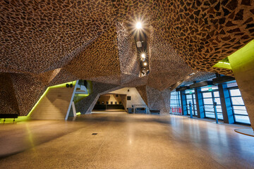Modern architecture, Cultural and Congress Center, interior of the building, in Torun, Poland, Spanish architect Fernando Menis